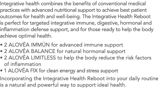 Integrative health combines the benefits of conventional medical practices with advanced nutritional support to achie   