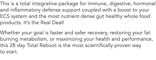 This is a total integrative package for immune, digestive, hormonal and inflammatory defense support coupled with a b   